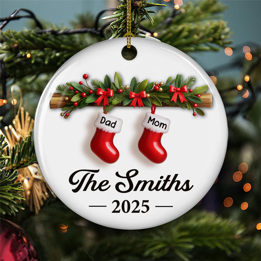 Family Christmas - Personalized Custom Ceramic Ornament - Image 4