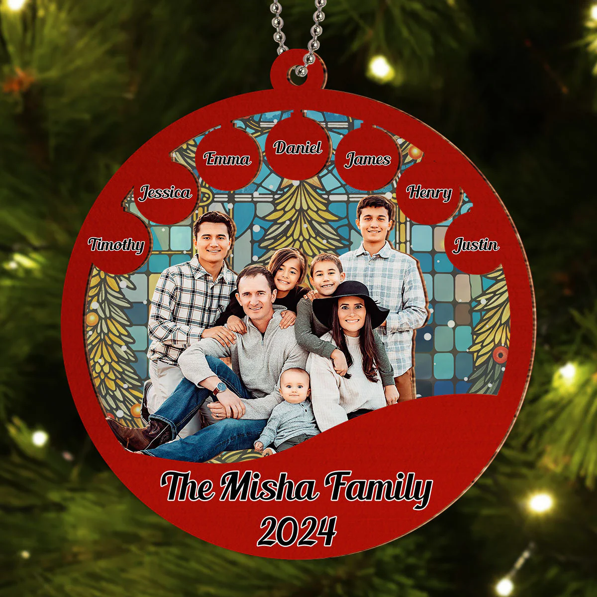 Family Christmas - Personalized Custom Suncatcher Ornament - Image 5