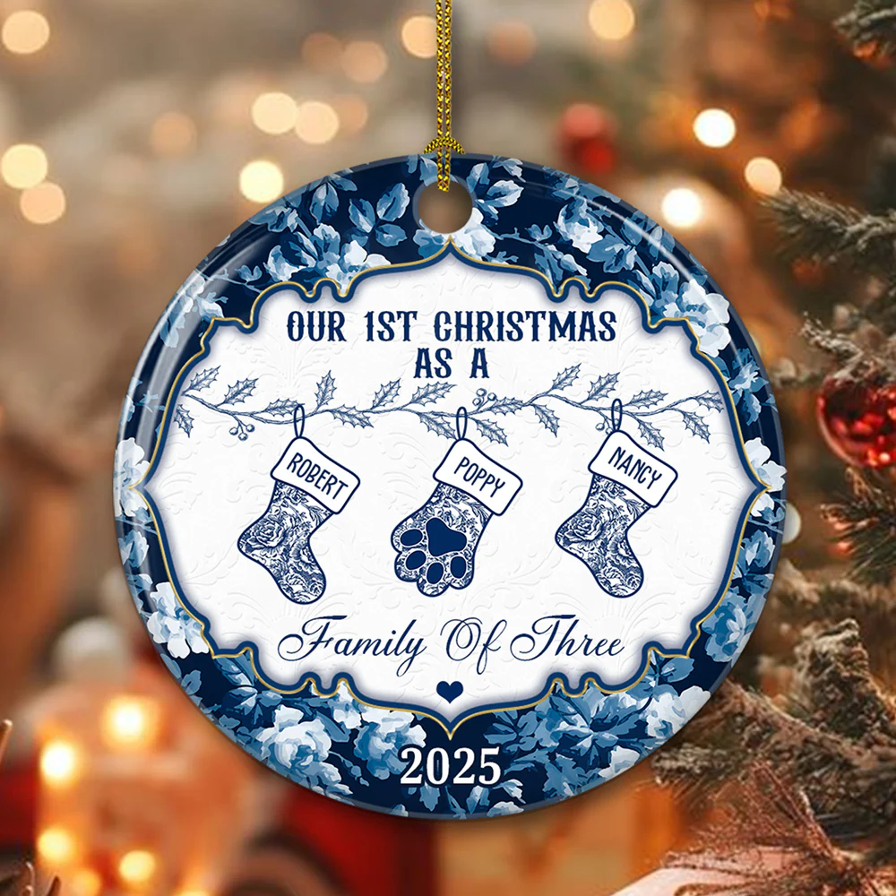 Family Christmas Stockings - Personalized Custom Ceramic Ornament - Image 2