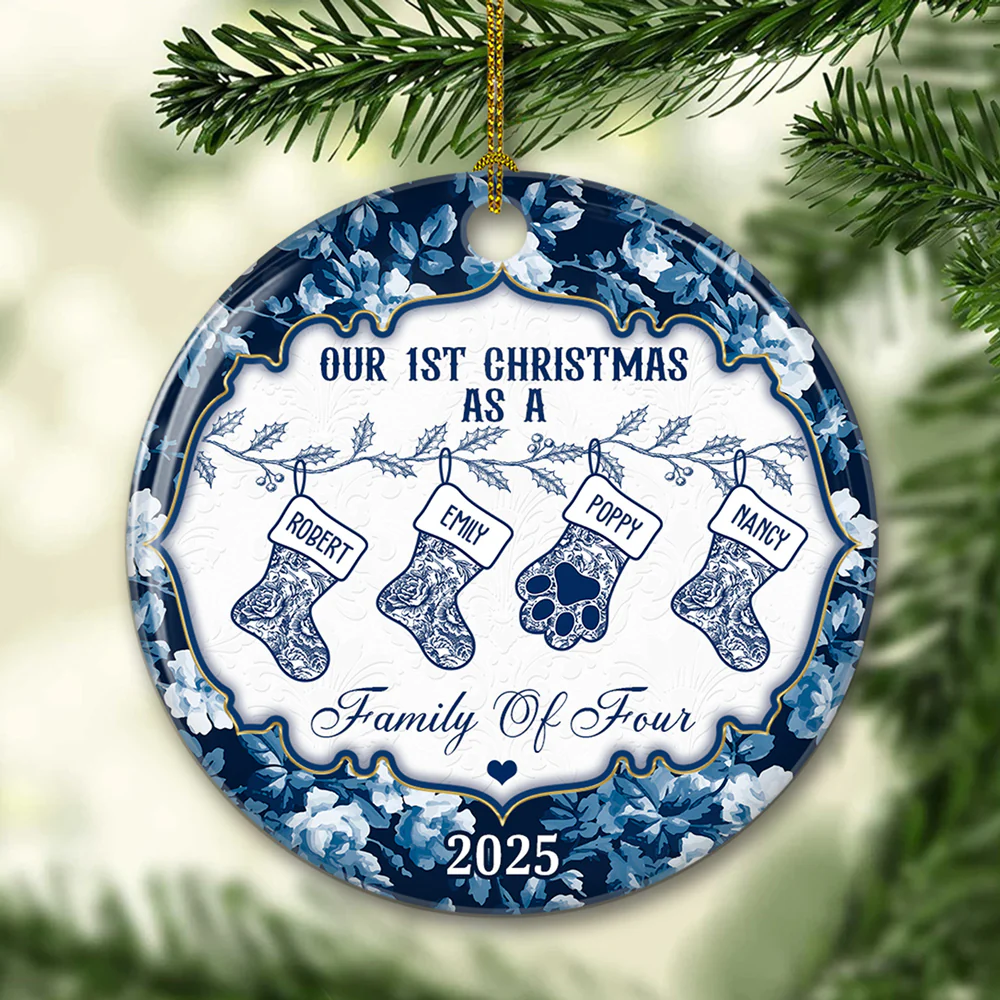 Family Christmas Stockings - Personalized Custom Ceramic Ornament - Image 4