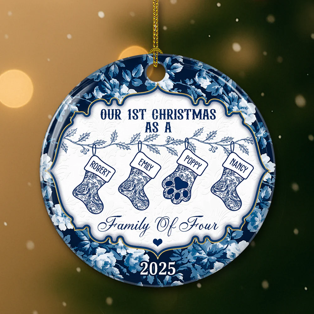 Family Christmas Stockings - Personalized Custom Ceramic Ornament - Image 5