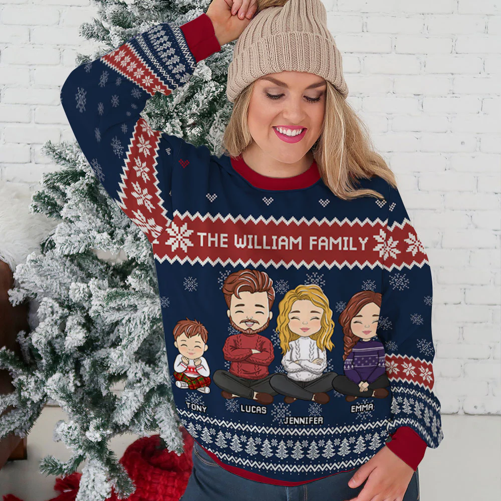 Family Christmas Together - Personalized Custom All-Over-Print Sweatshirt - Image 5