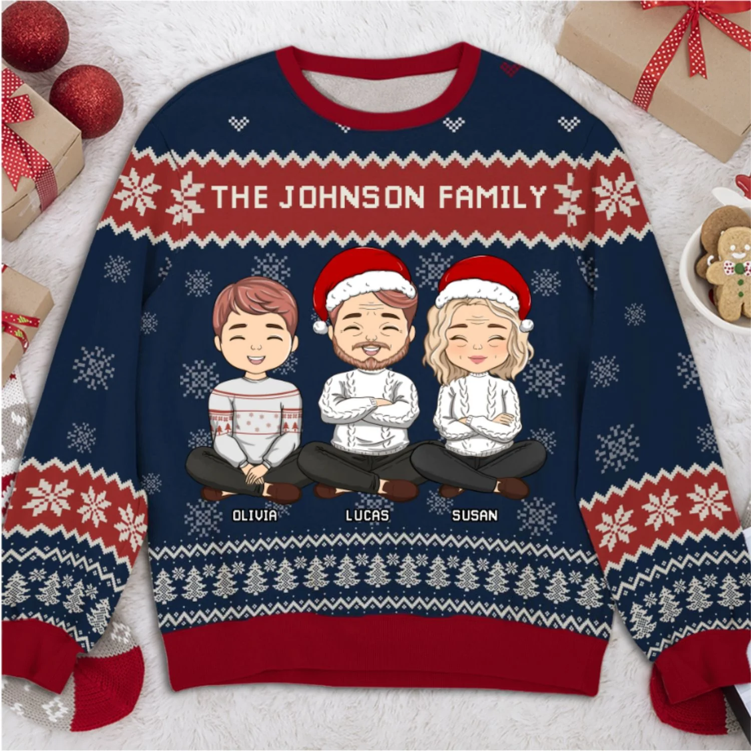 Family Christmas Together - Personalized Custom All-Over-Print Sweatshirt - Image 7