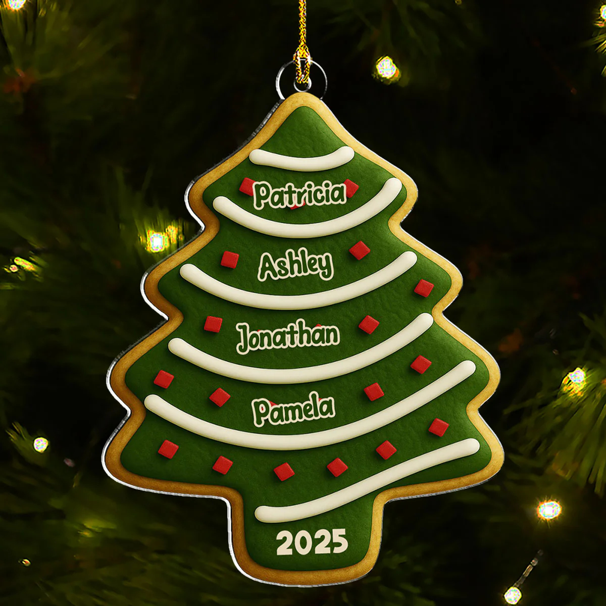 Family Christmas Tree Cake - Personalized Custom Acrylic Ornament - Image 2