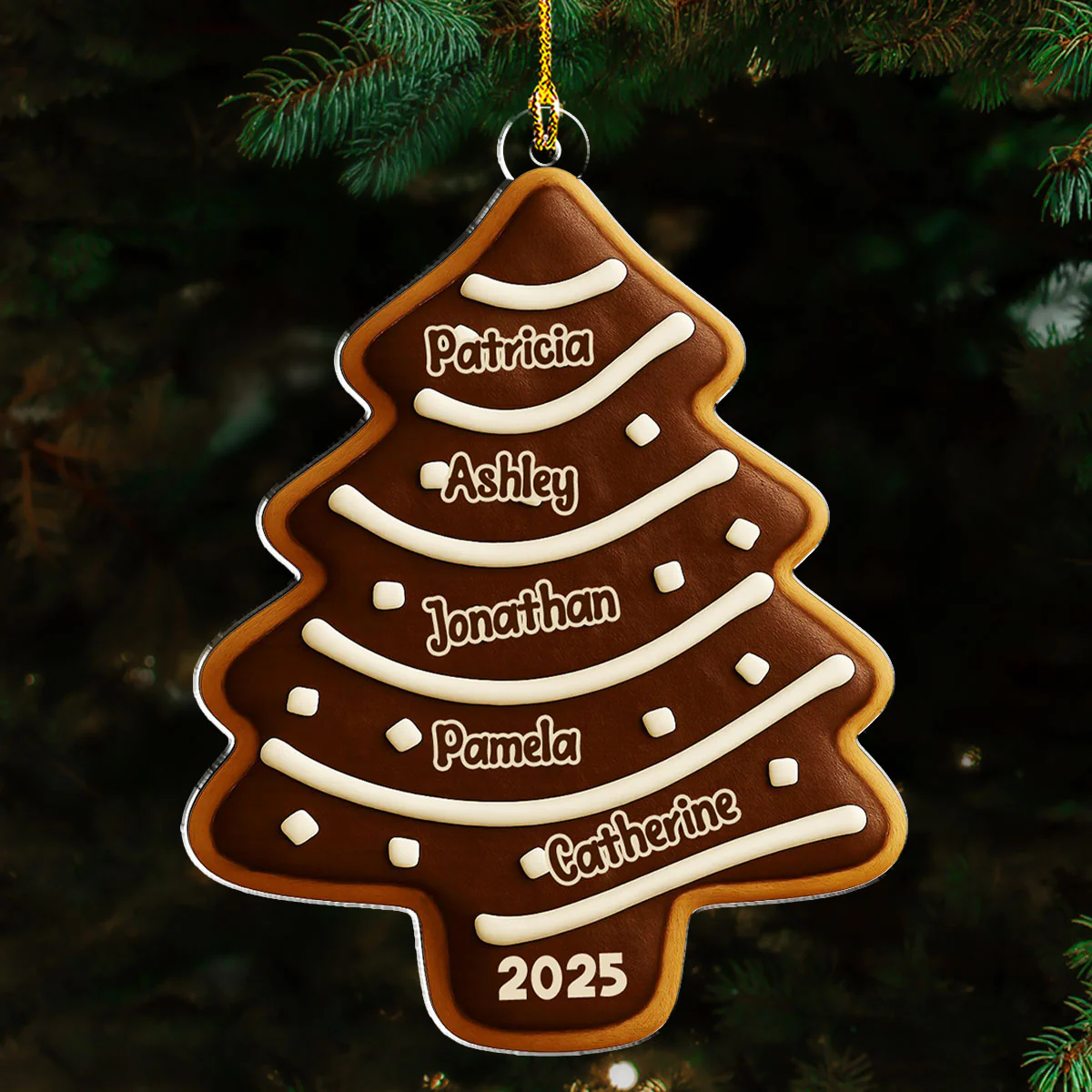 Family Christmas Tree Cake - Personalized Custom Acrylic Ornament - Image 4