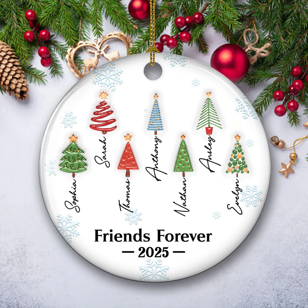 Family Christmas Tree Names - Personalized Custom 3D Inflated Effect Ceramic Ornament - Image 5