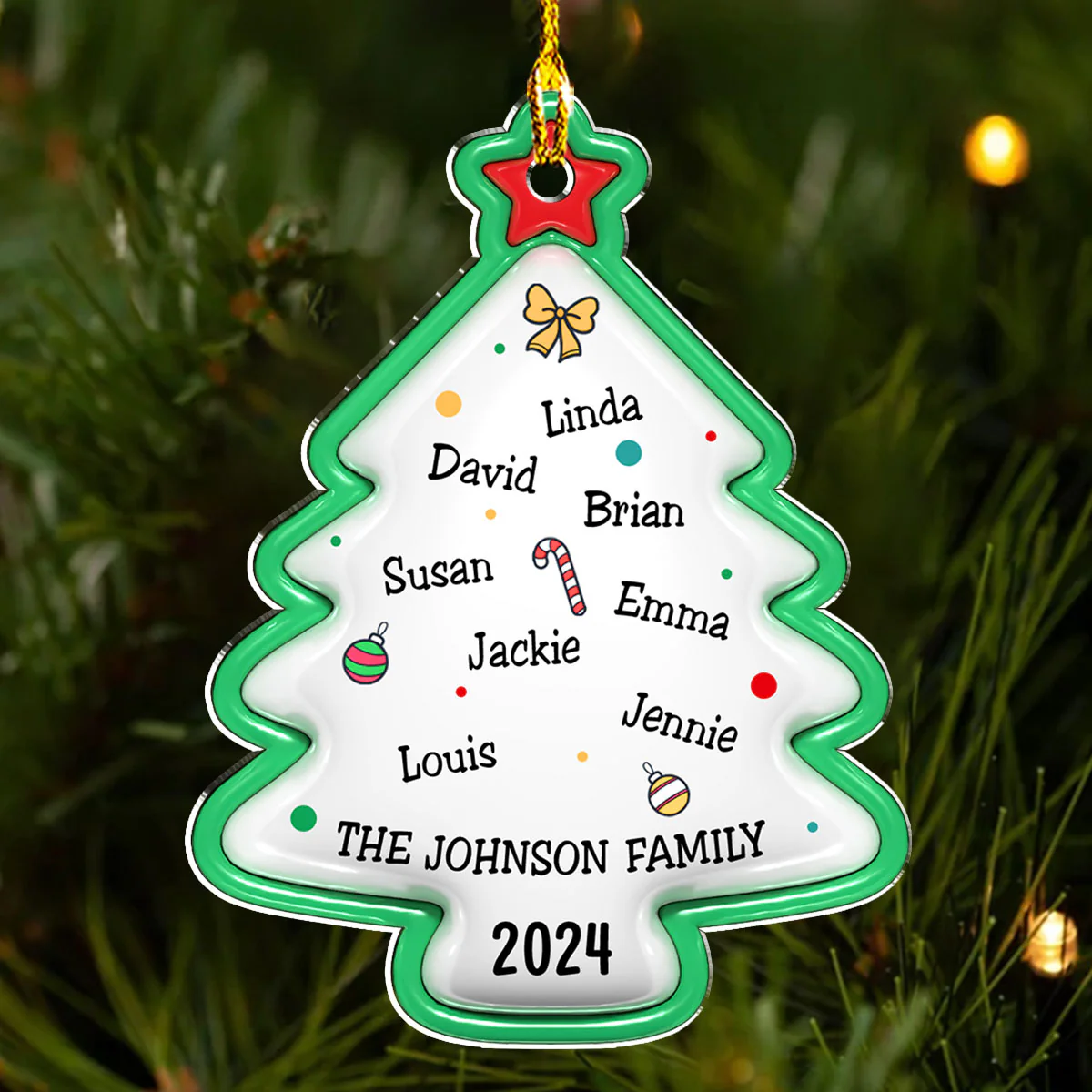 Family Christmas Tree - Personalized Custom 3D Inflated Effect Acrylic Ornament - Image 4