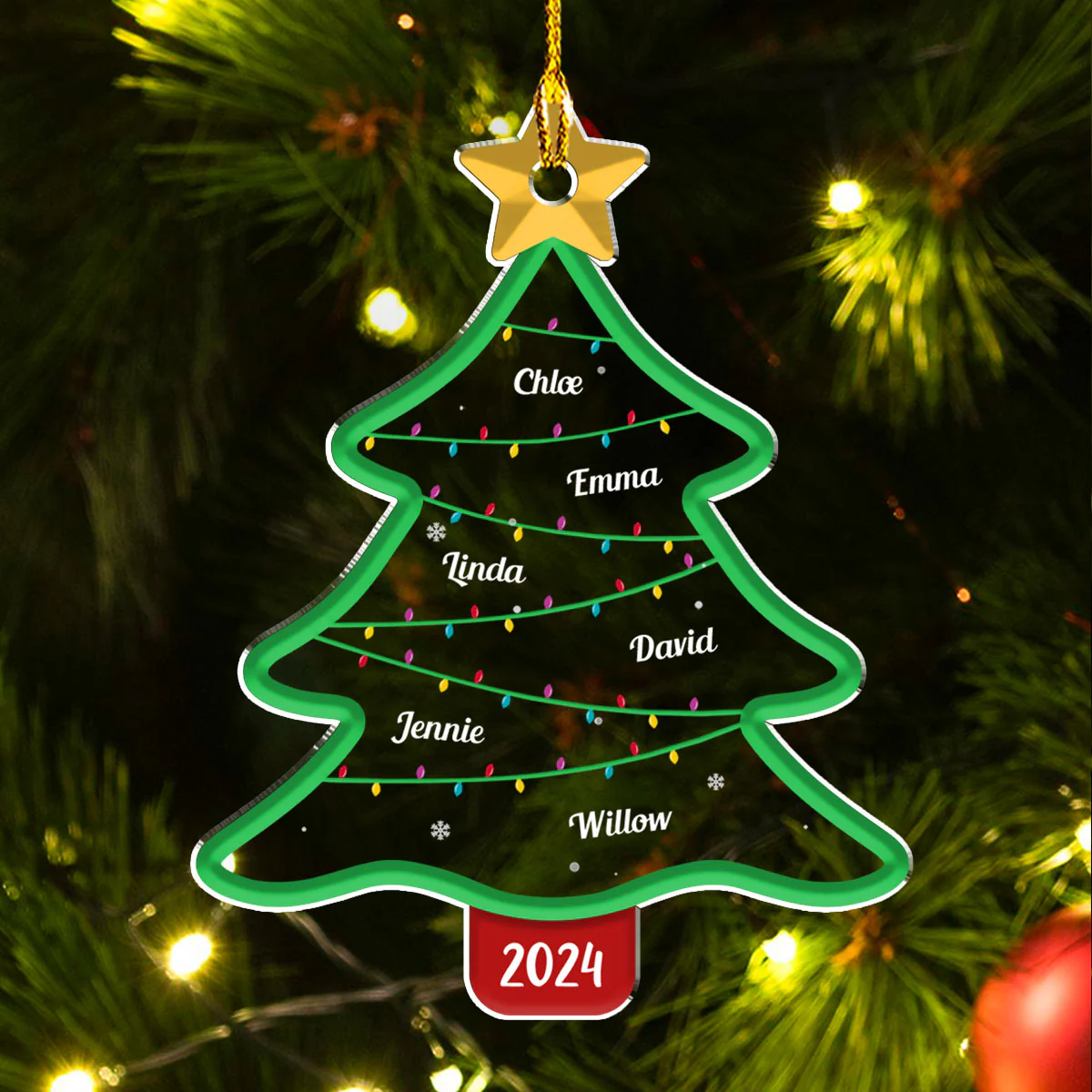 Family Christmas Tree - Personalized Custom Acrylic Ornament - Image 3