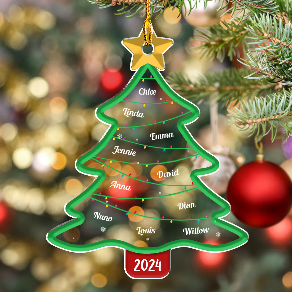 Family Christmas Tree - Personalized Custom Acrylic Ornament - Image 4
