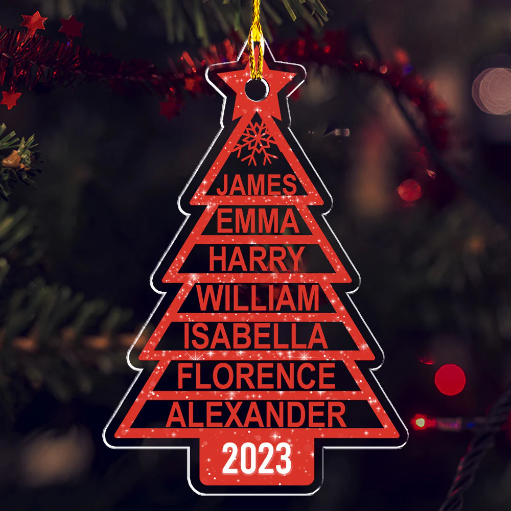 Family Christmas Tree - Personalized Custom Acrylic Ornament - Image 2