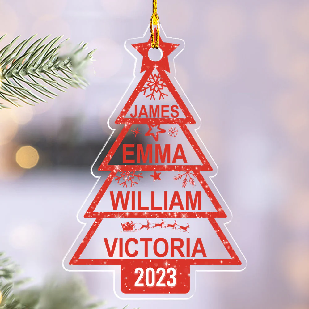 Family Christmas Tree - Personalized Custom Acrylic Ornament - Image 3