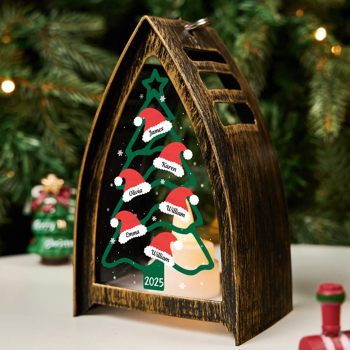 Family Christmas Tree - Personalized Custom Table Lantern - Image 3