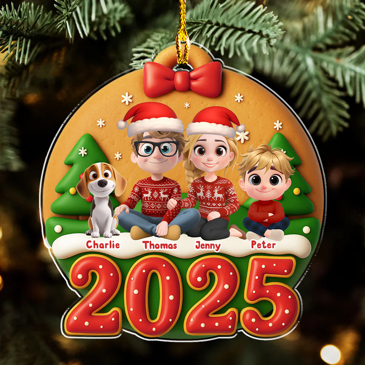 Family Circle Cake - Personalized Custom Acrylic Ornament - Image 2