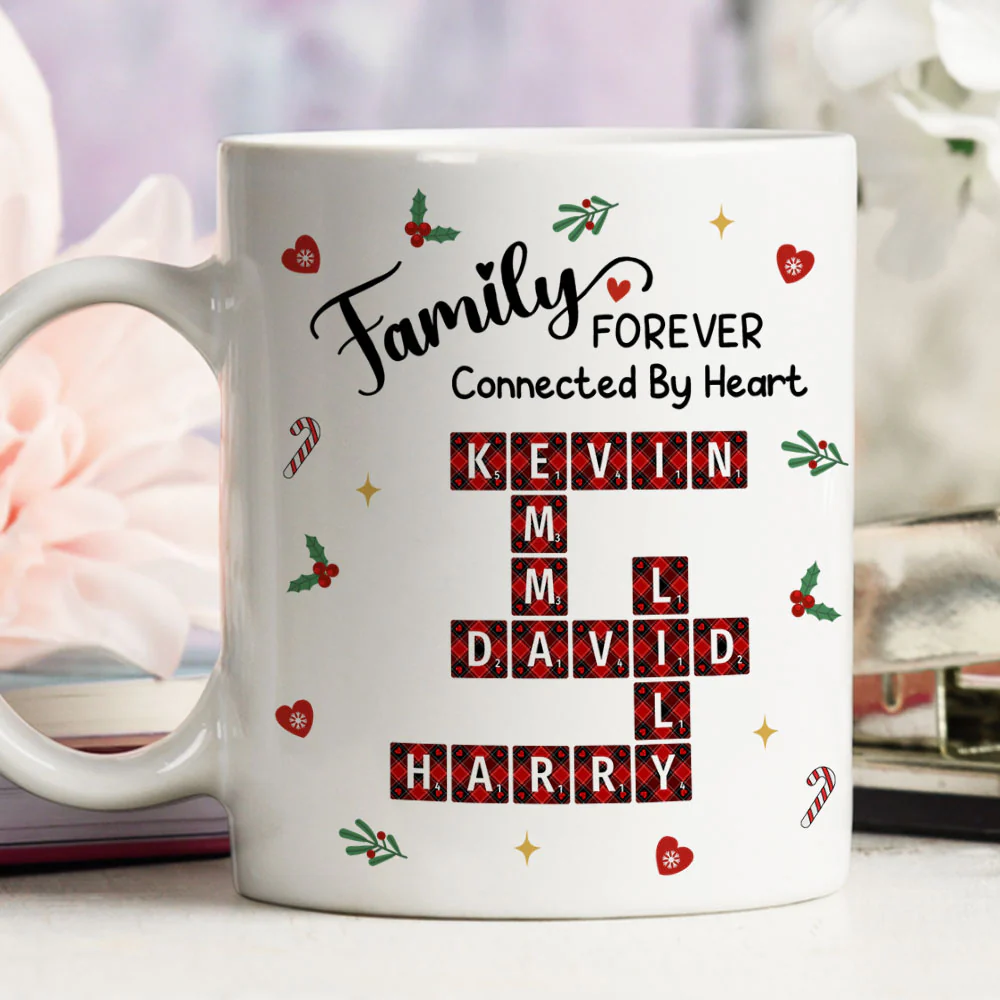 Family Connected By Heart - Personalized Custom Coffee Mug - Image 3