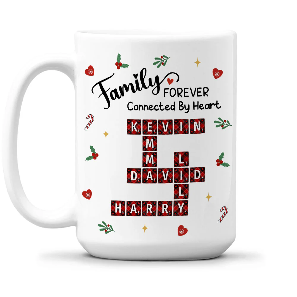 Family Connected By Heart - Personalized Custom Coffee Mug - Image 4