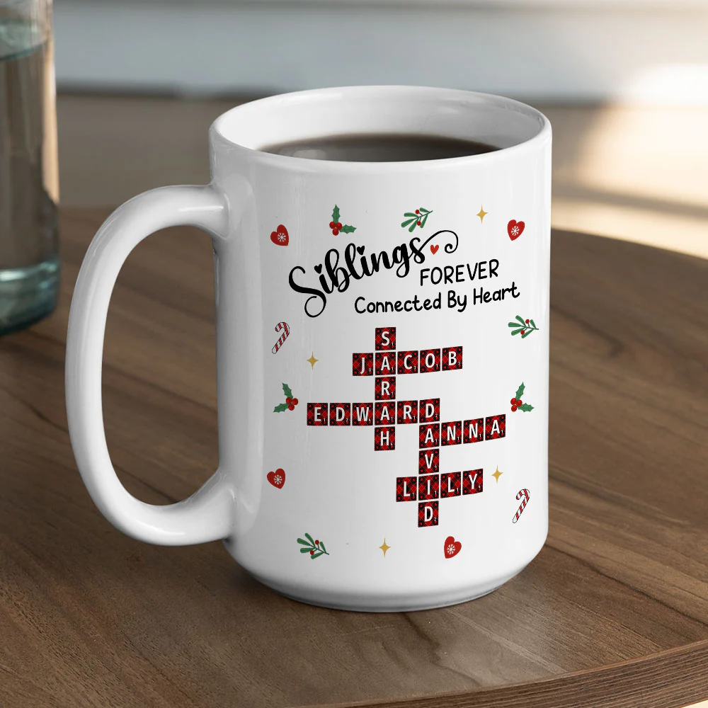 Family Connected By Heart - Personalized Custom Coffee Mug - Image 5