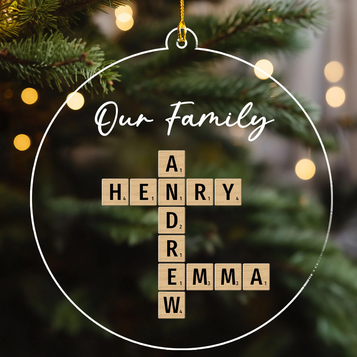 Family Crossword Art - Personalized Custom Acrylic Ornament - Image 3