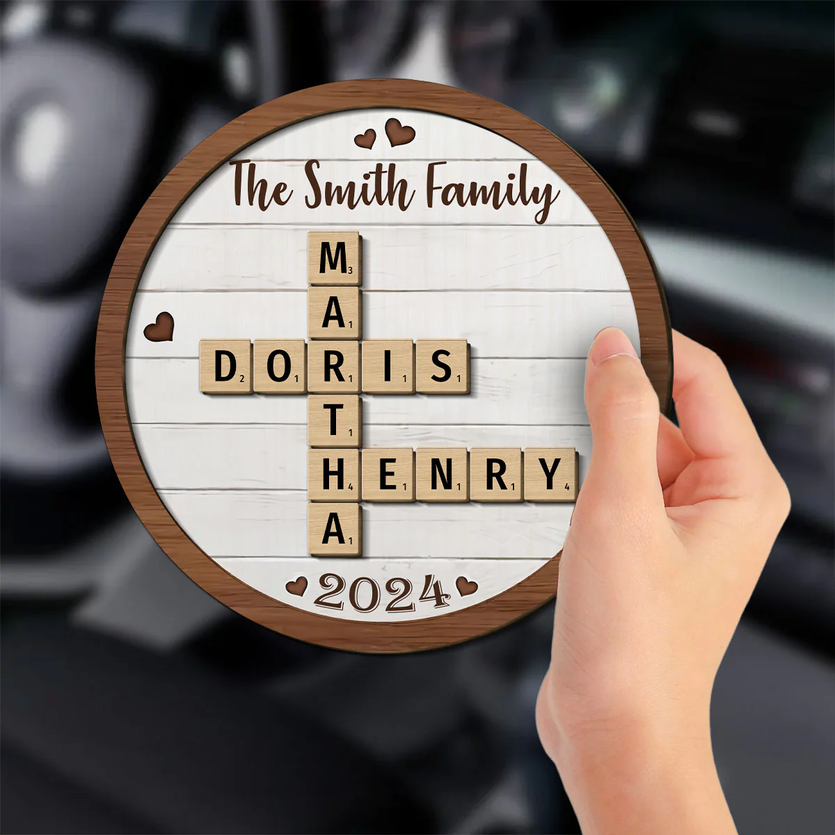 Family Crossword - Personalized Custom Car Visor Clip - Image 3