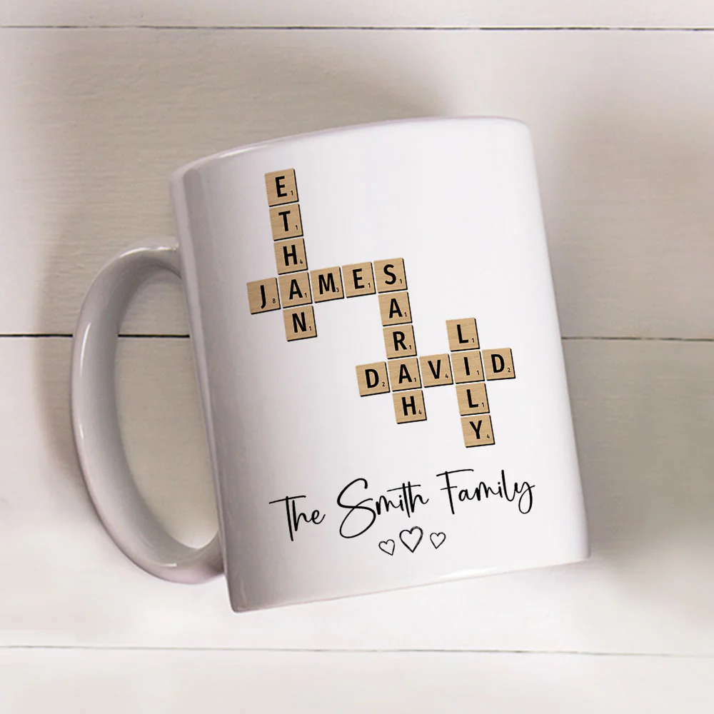 Family Crossword Puzzle Art - Personalized Custom Coffee Mug - Image 2