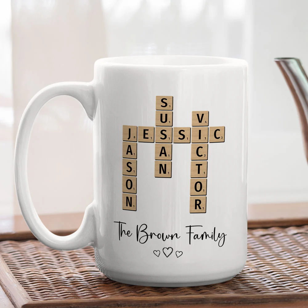 Family Crossword Puzzle Art - Personalized Custom Coffee Mug - Image 4