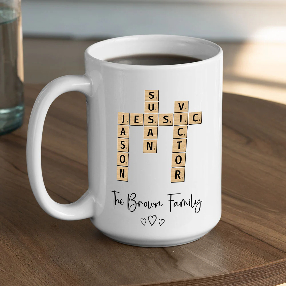 Family Crossword Puzzle Art - Personalized Custom Coffee Mug - Image 5