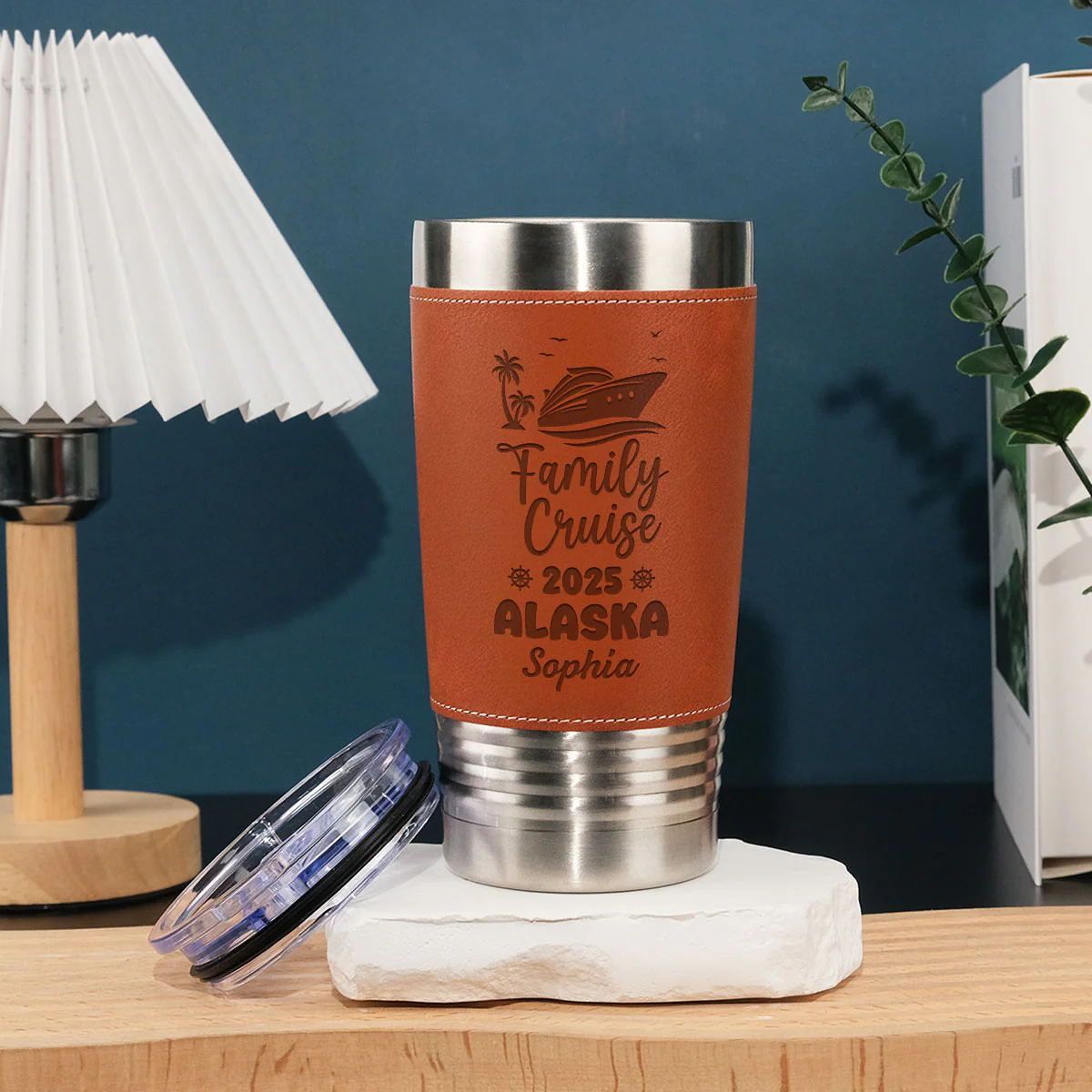 Family Cruise - Personalized Custom Engraved Leather Tumbler - Image 3