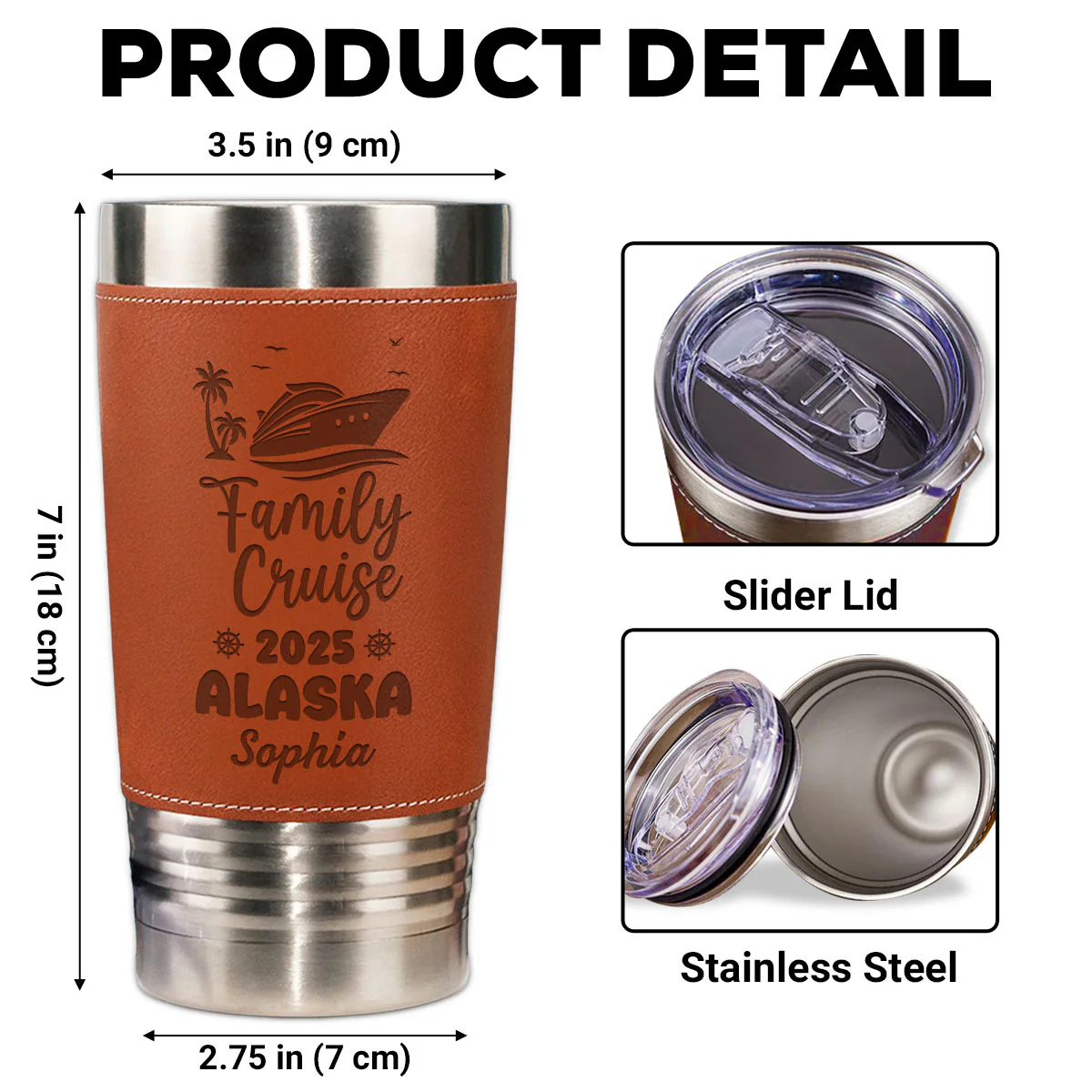 Family Cruise - Personalized Custom Engraved Leather Tumbler - Image 5