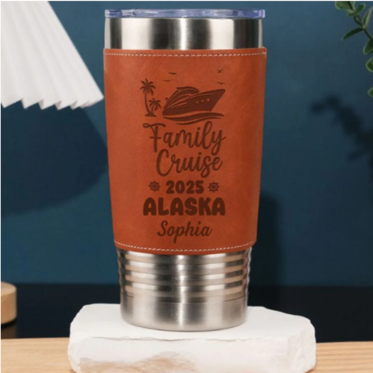 Family Cruise - Personalized Custom Engraved Leather Tumbler - Image 6