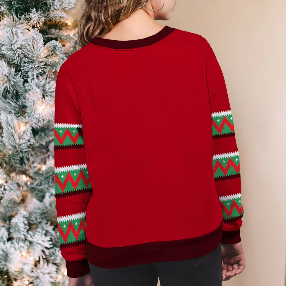 Family Custom Faces Light Reindeer Christmas - Personalized Custom All-Over-Print Sweatshirt - Image 5