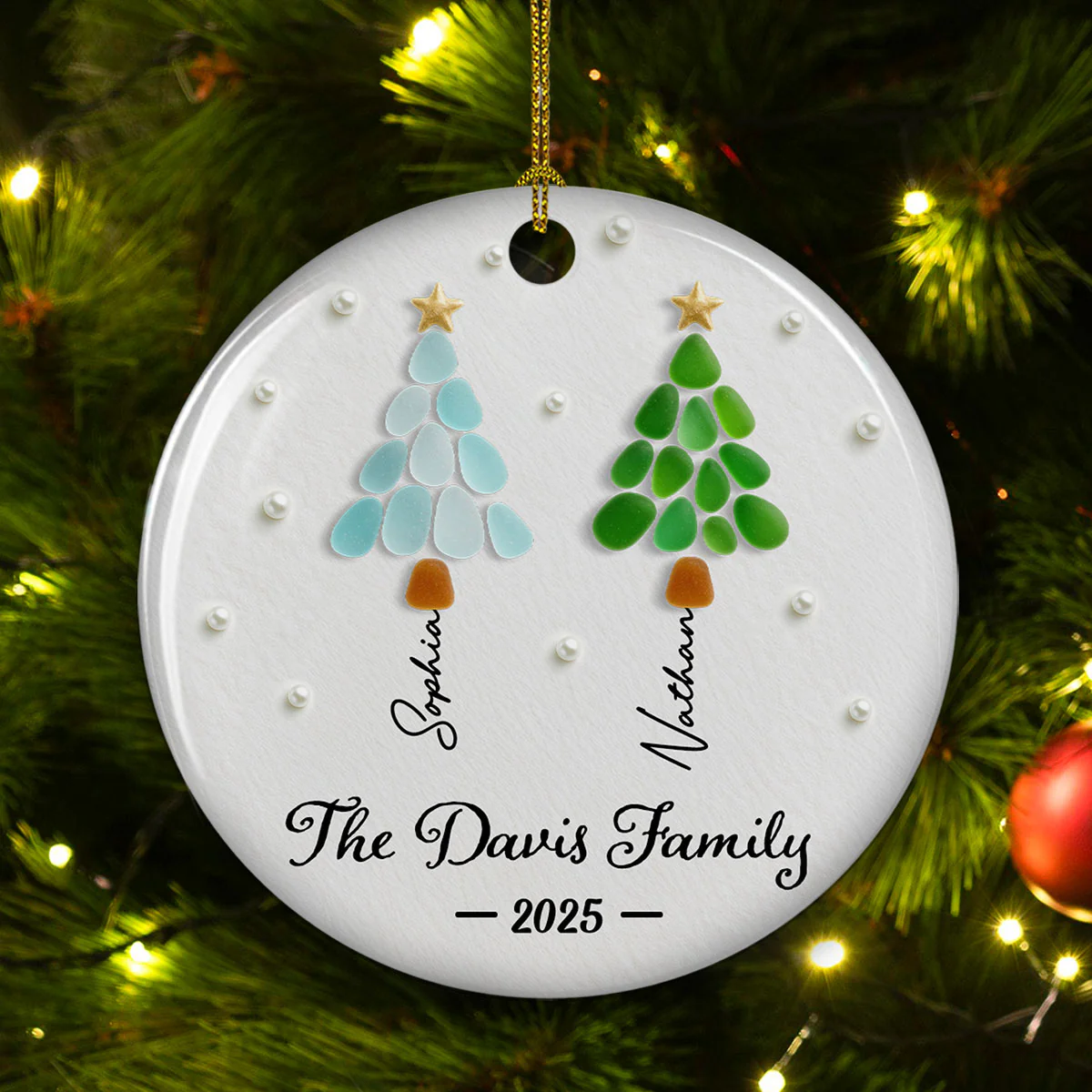 Family Fir Trees - Personalized Custom 3D Effect Ceramic Ornament - Image 2