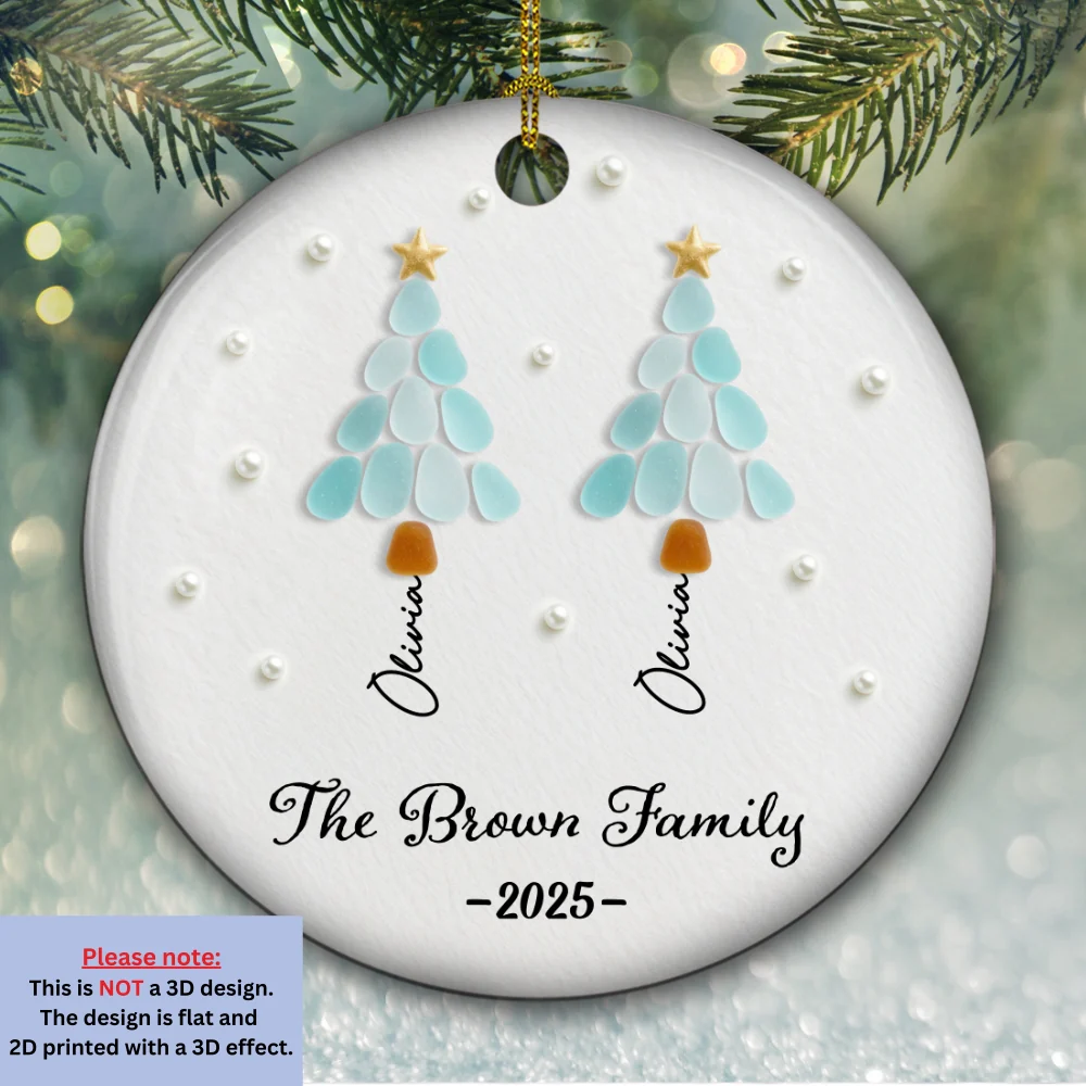 Family Fir Trees - Personalized Custom 3D Effect Ceramic Ornament - Image 5