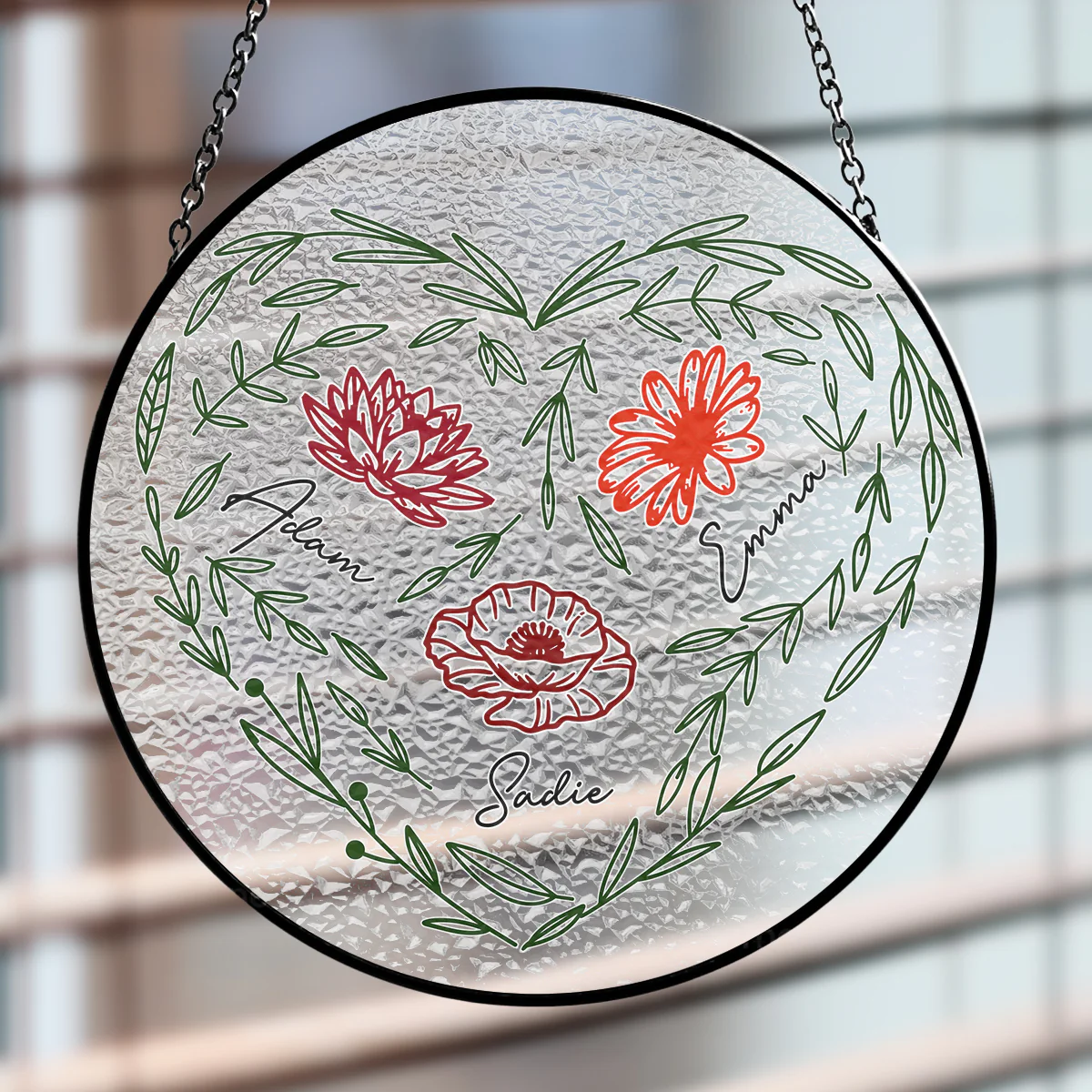 Family Flowers - Personalized Custom Window Hanging Suncatcher - Image 2