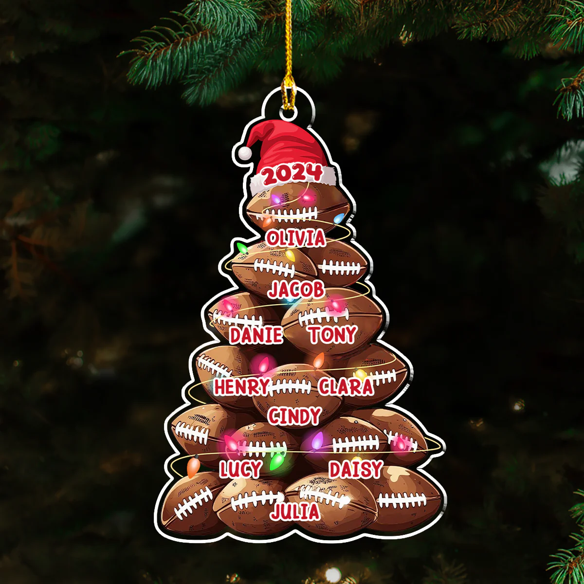 Family Football Team Christmas - Personalized Custom Acrylic Ornament - Image 2