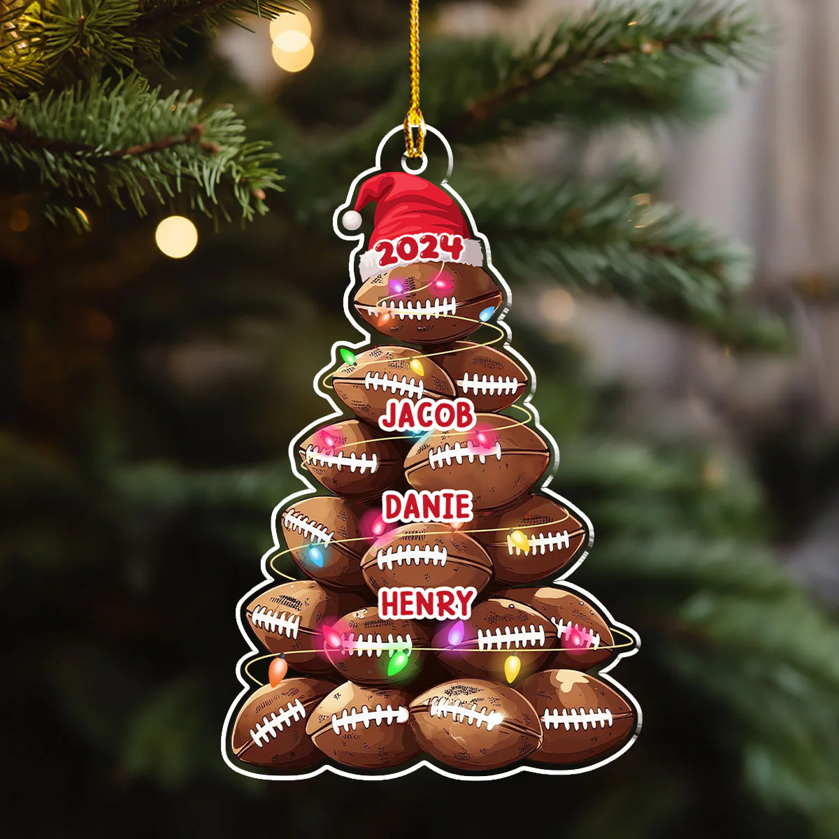 Family Football Team Christmas - Personalized Custom Acrylic Ornament - Image 3