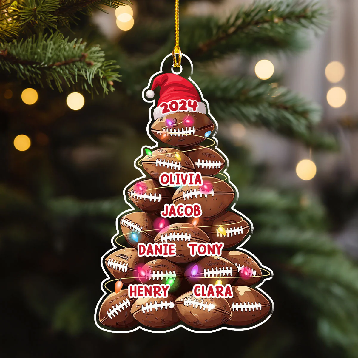 Family Football Team Christmas - Personalized Custom Acrylic Ornament - Image 4
