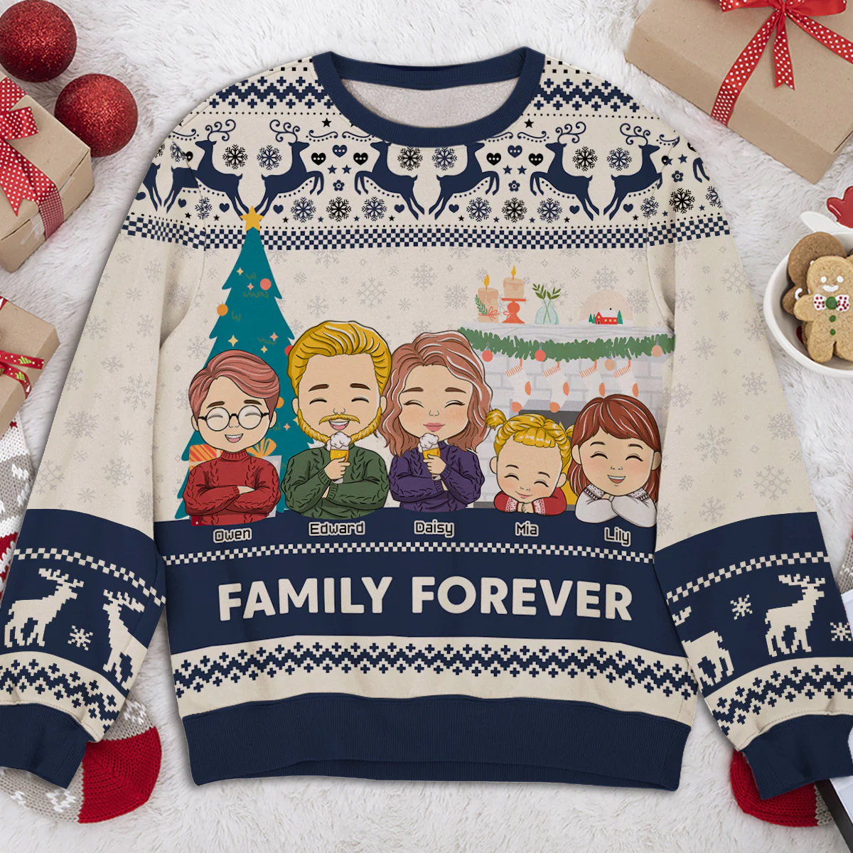 Family Forever - Personalized Custom All-Over-Print Sweatshirt - Image 2