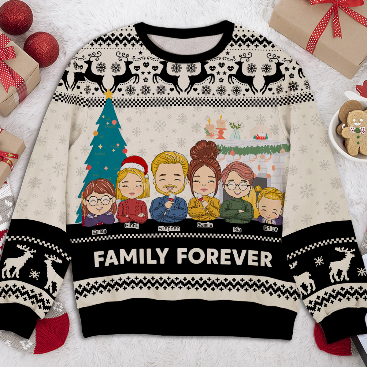 Family Forever - Personalized Custom All-Over-Print Sweatshirt - Image 3