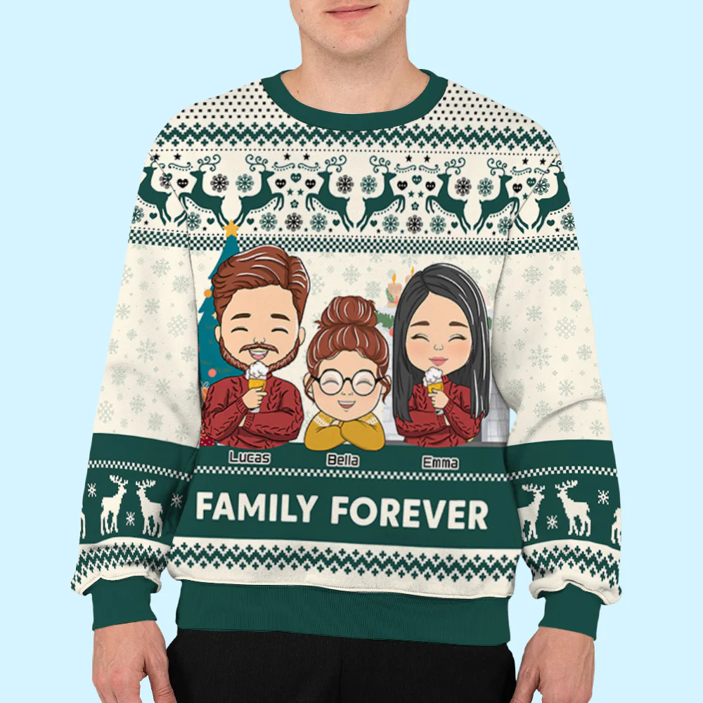 Family Forever - Personalized Custom All-Over-Print Sweatshirt - Image 4