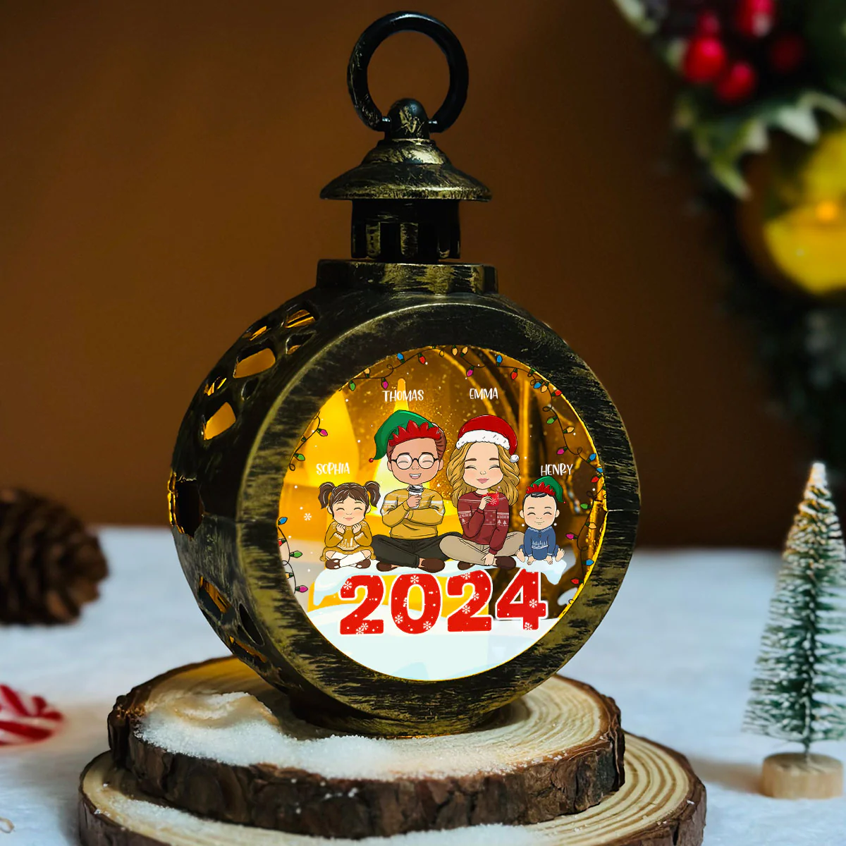 Family Forever - Personalized Custom Christmas Lantern - Image 5