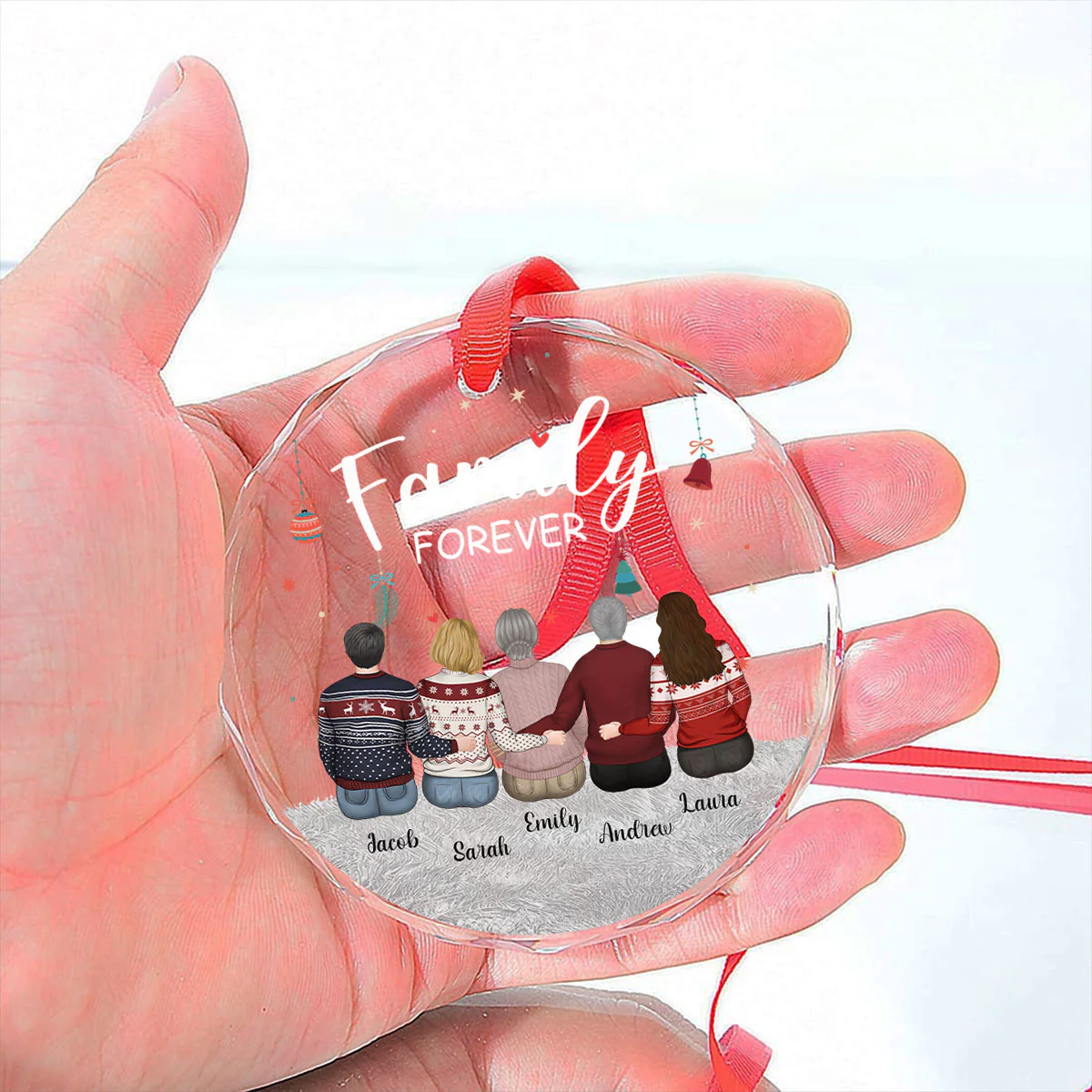 Family Forever - Personalized Custom Glass Ornament - Image 4