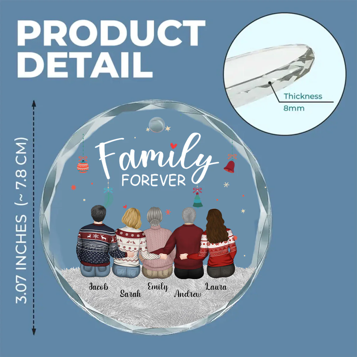 Family Forever - Personalized Custom Glass Ornament - Image 5
