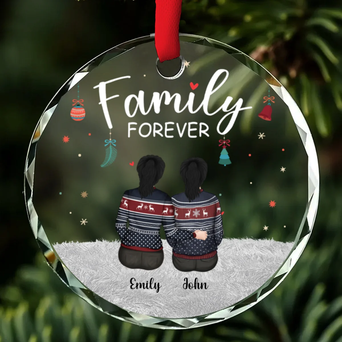 Family Forever - Personalized Custom Glass Ornament - Image 6