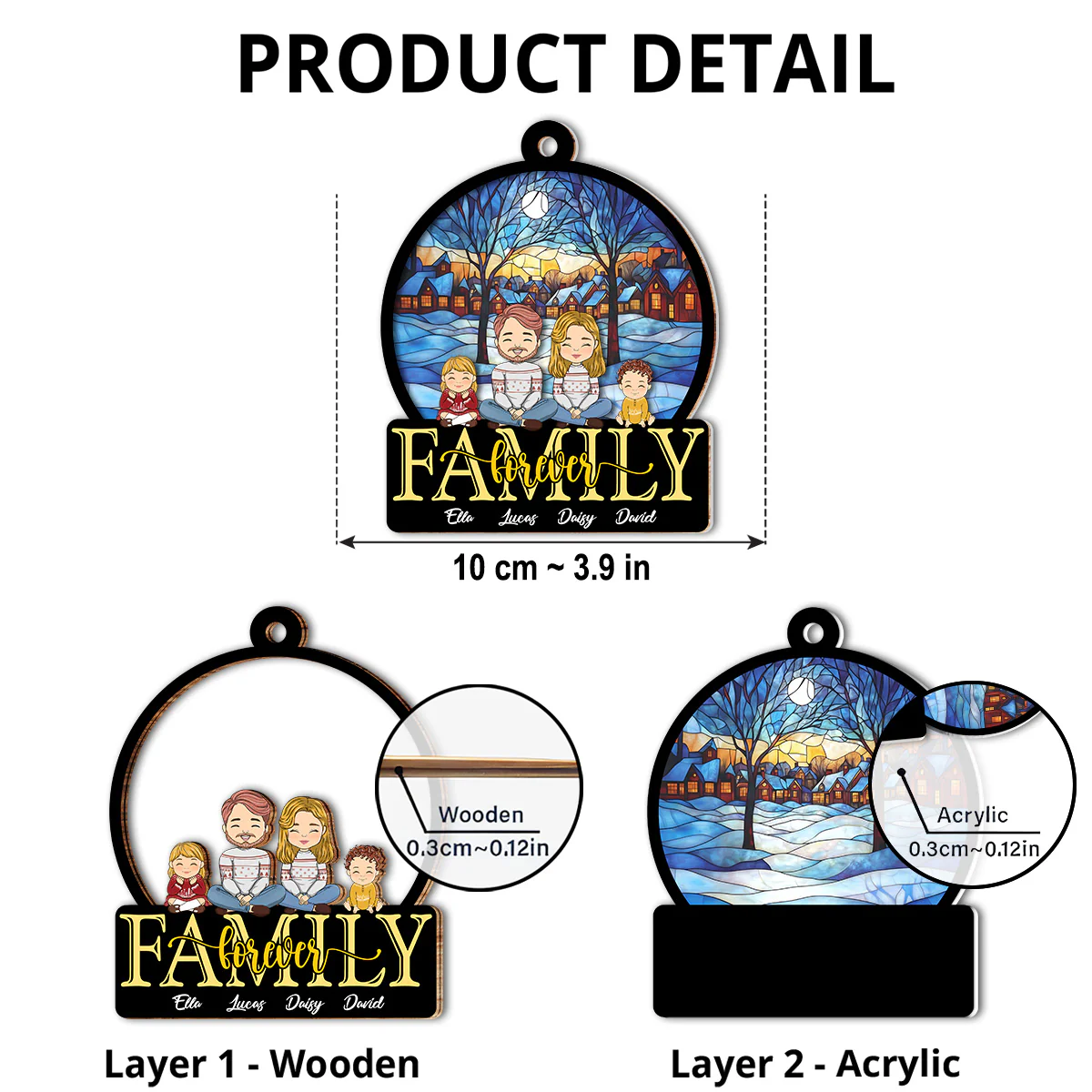 Family Forever - Personalized Custom Suncatcher Ornament - Image 5