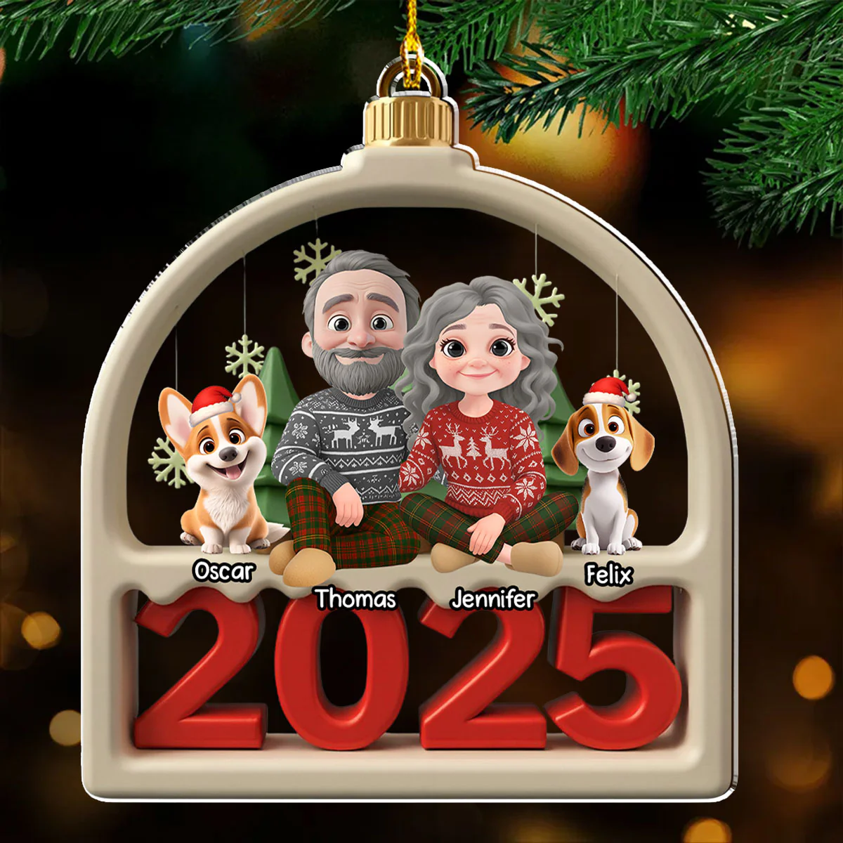 Family Furry And Paws - Personalized Custom Acrylic Ornament - Image 2