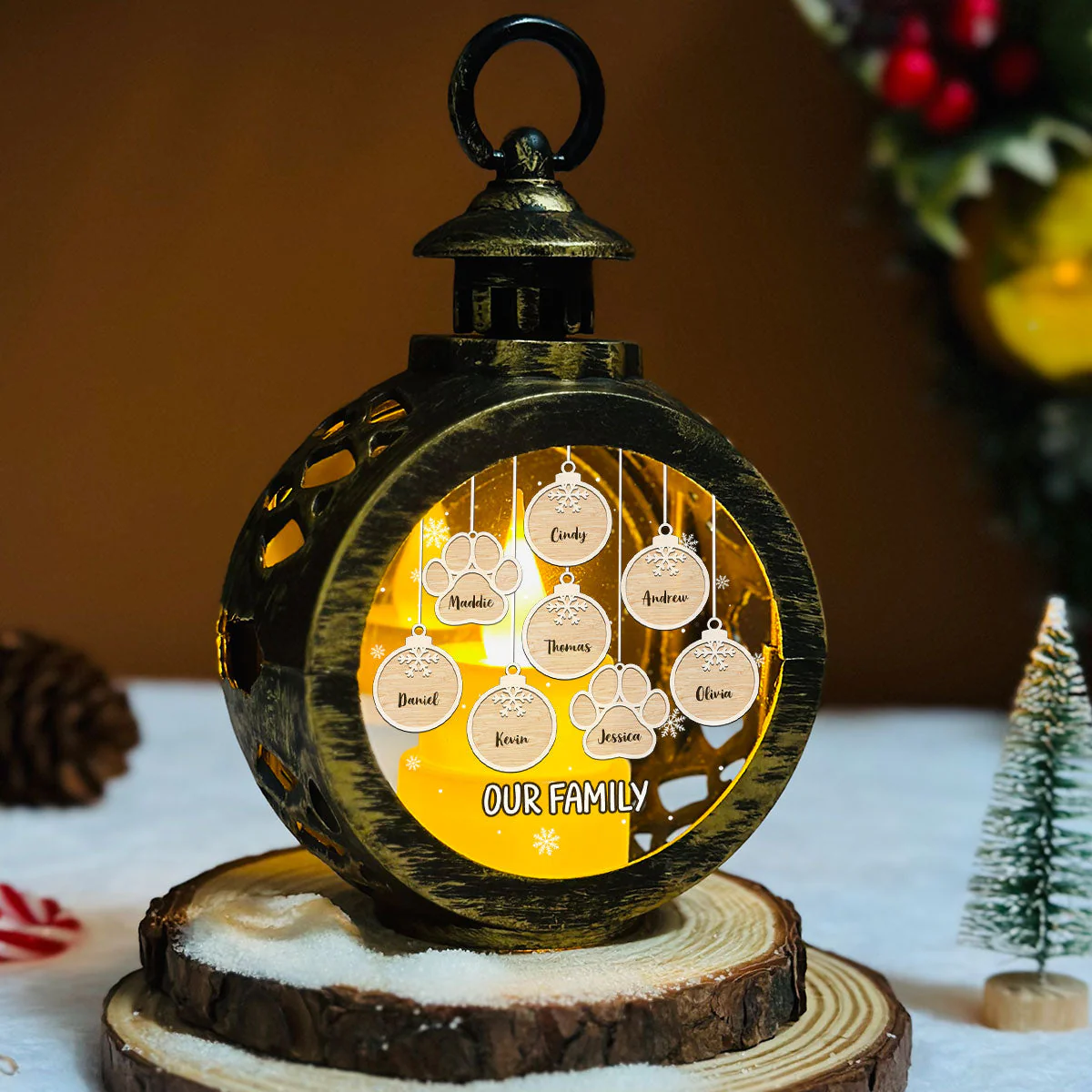 Family Greatest Blessing - Personalized Custom Christmas Lantern - Image 3