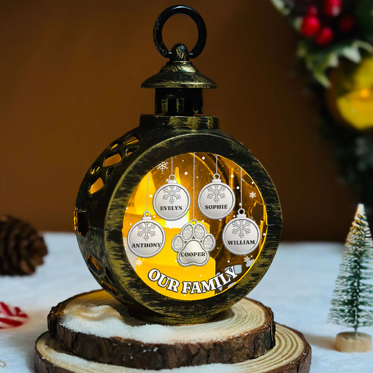 Family Greatest Christmas - Personalized Custom Christmas Lantern - Image 3