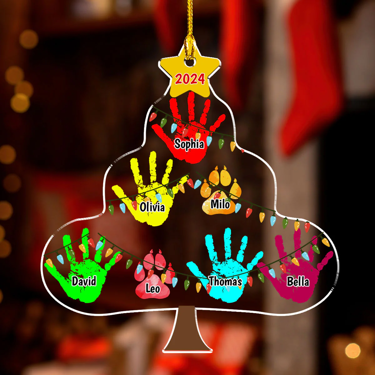 Family Handprints Tree - Personalized Custom Acrylic Ornament - Image 4