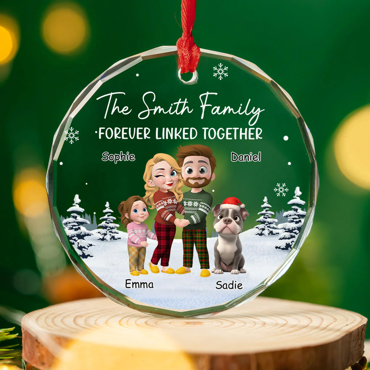 Family Hearts United - Personalized Custom Glass Ornament - Image 5