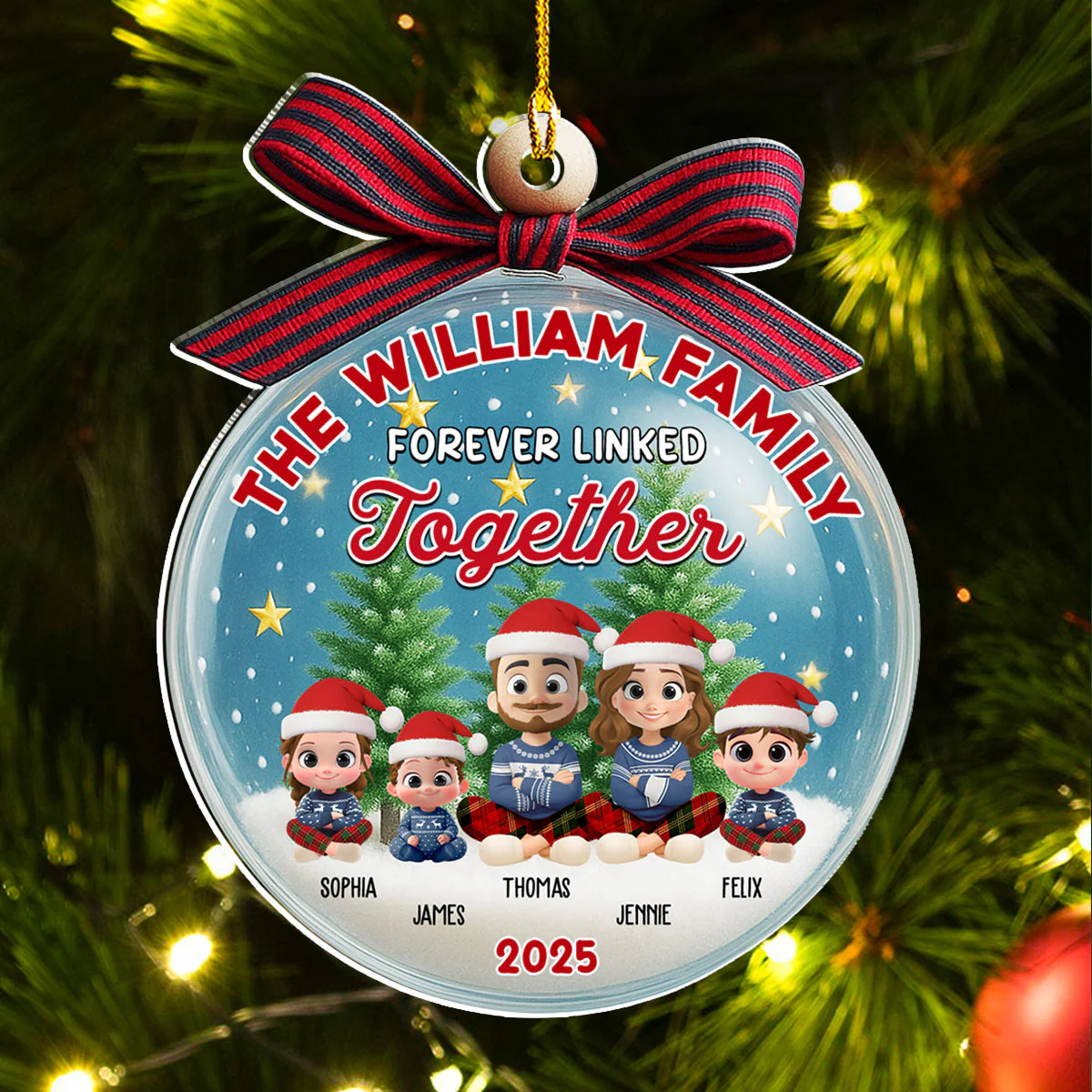 Family In Happy Ball - Personalized Custom Acrylic Ornament - Image 2