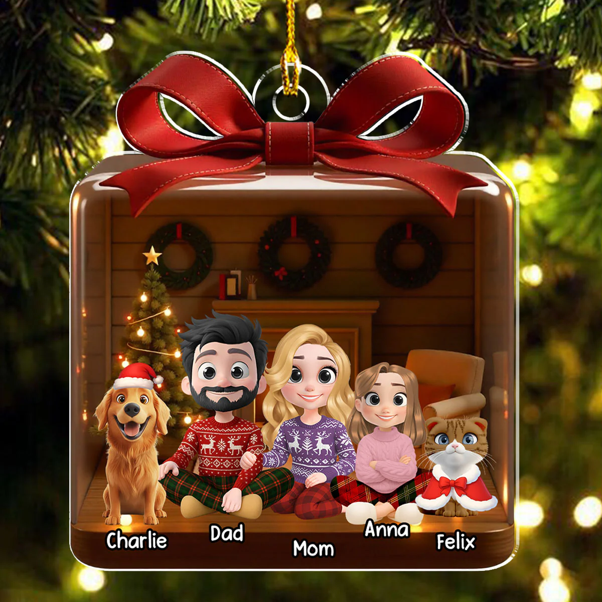 Family Is A Gift Paw Ver - Personalized Custom 3D Effect Acrylic Ornament - Image 3